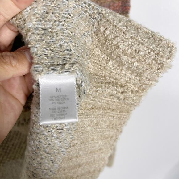 Westport Medium M Brown Blue Multi Striped Textured Open Front Cardigan Sweater - Picture 6 of 7